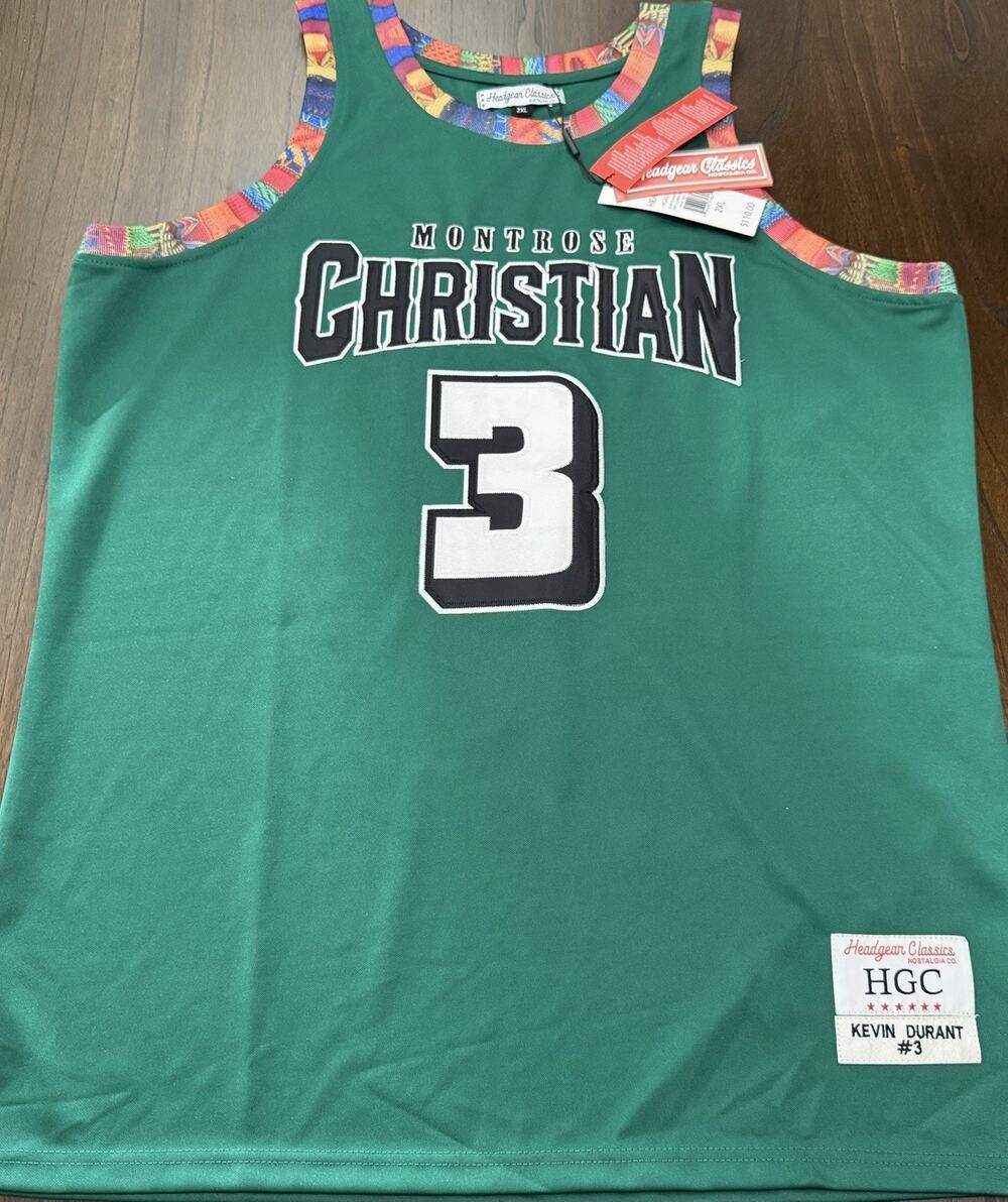 NEW Headgear Kevin Durant #3 Basketball Jersey High School Green size 2XL